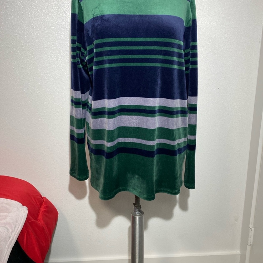Kim Rogers Green and Blue Striped Sweater